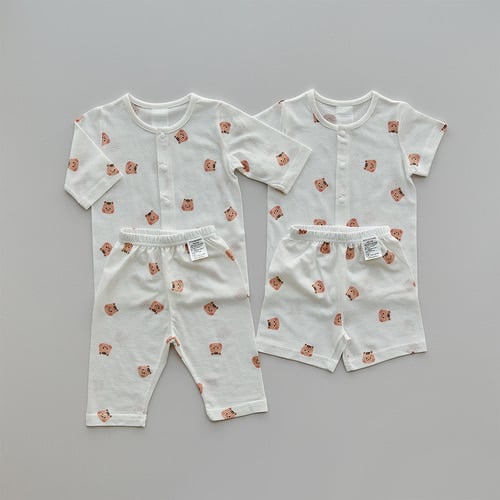 [現貨] 韓國DTD PURE WHITE圓圓臉鏤空系列-竹纖維居家上下套裝 ( 七分袖 ) 松鼠100