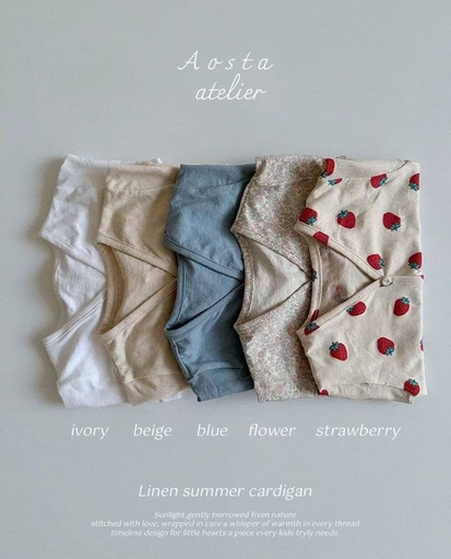 [現貨] 韓國AOSTA Linen Cardigan _ STRAWBERRY M(1~2Y)